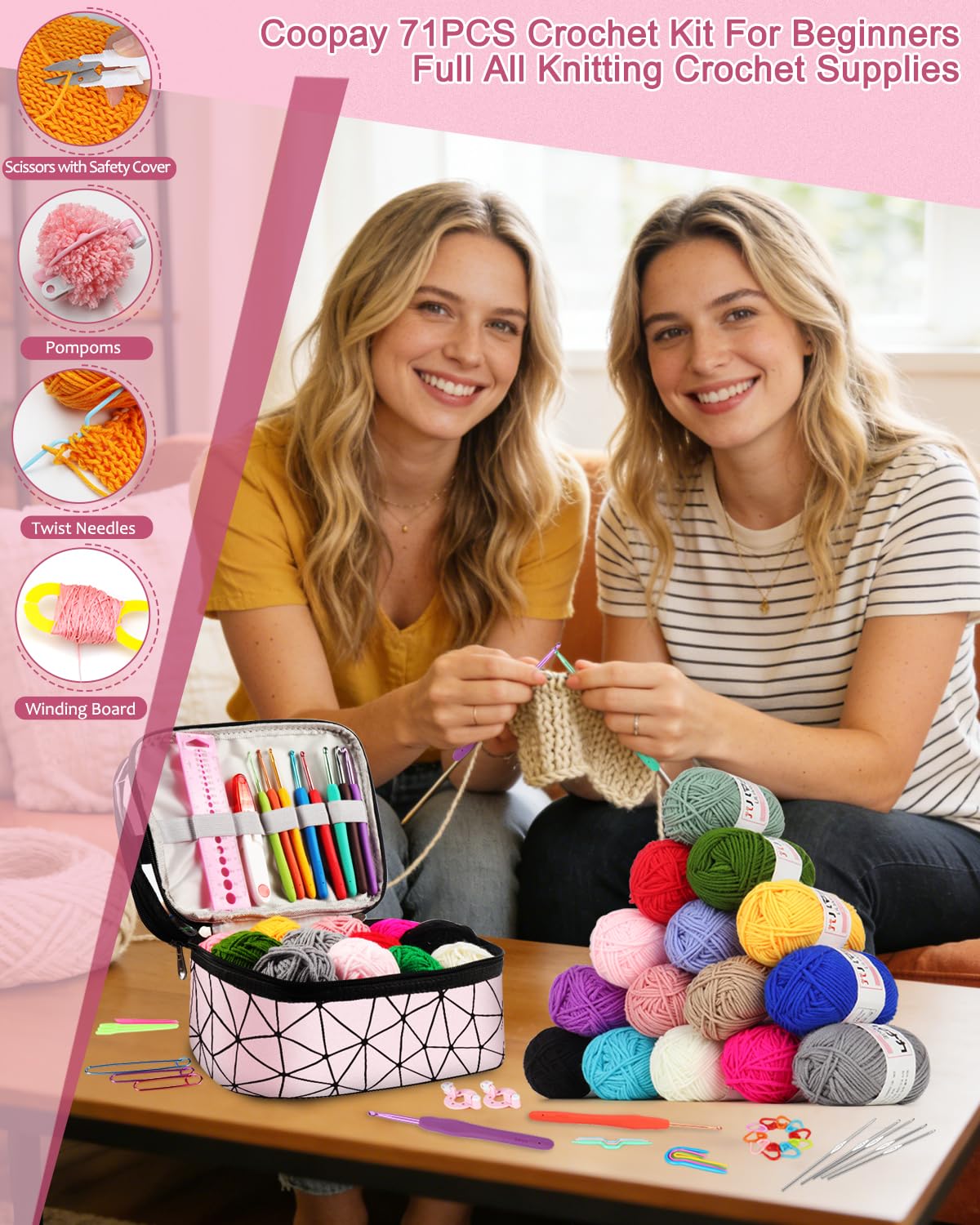 Amazon.com: Coopay Crochet Kit for Beginners, 71PCS Crochet